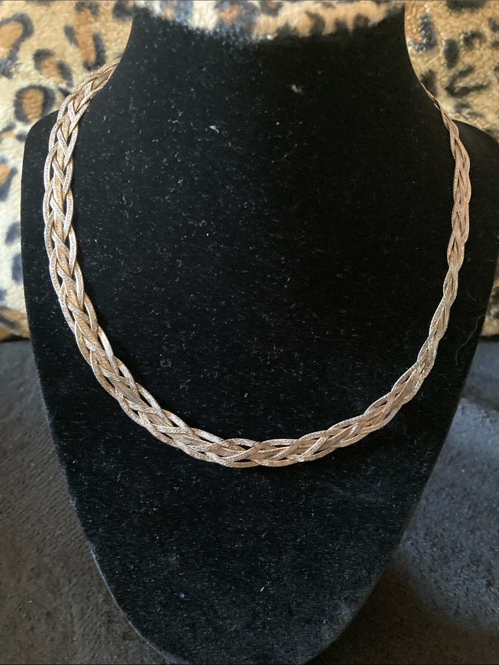 Braided Sterling Silver and Gold Tone Necklace Stamped 925 Italy.